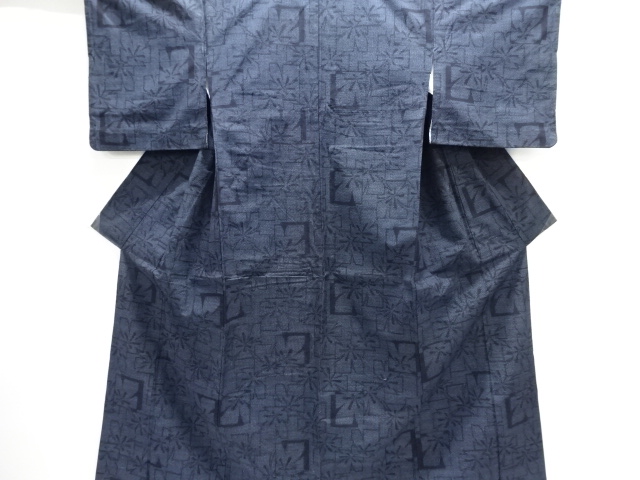 JAPANESE KIMONO / ANTIQUE KIMONO / SILK / TSUMUGI / WOVEN FLOWER